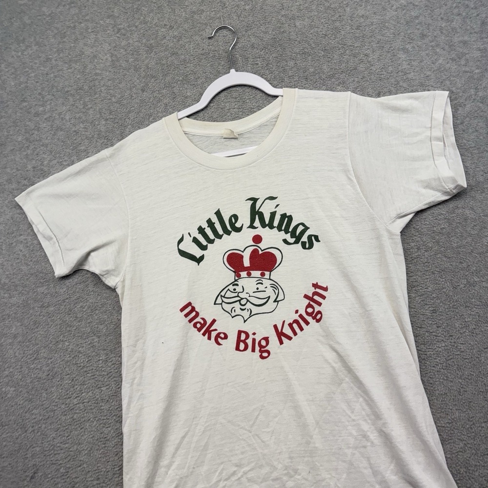 Vintage 70s Water Print Little Kings Graphic Thin Single Stitch T-Shirt L 20x27